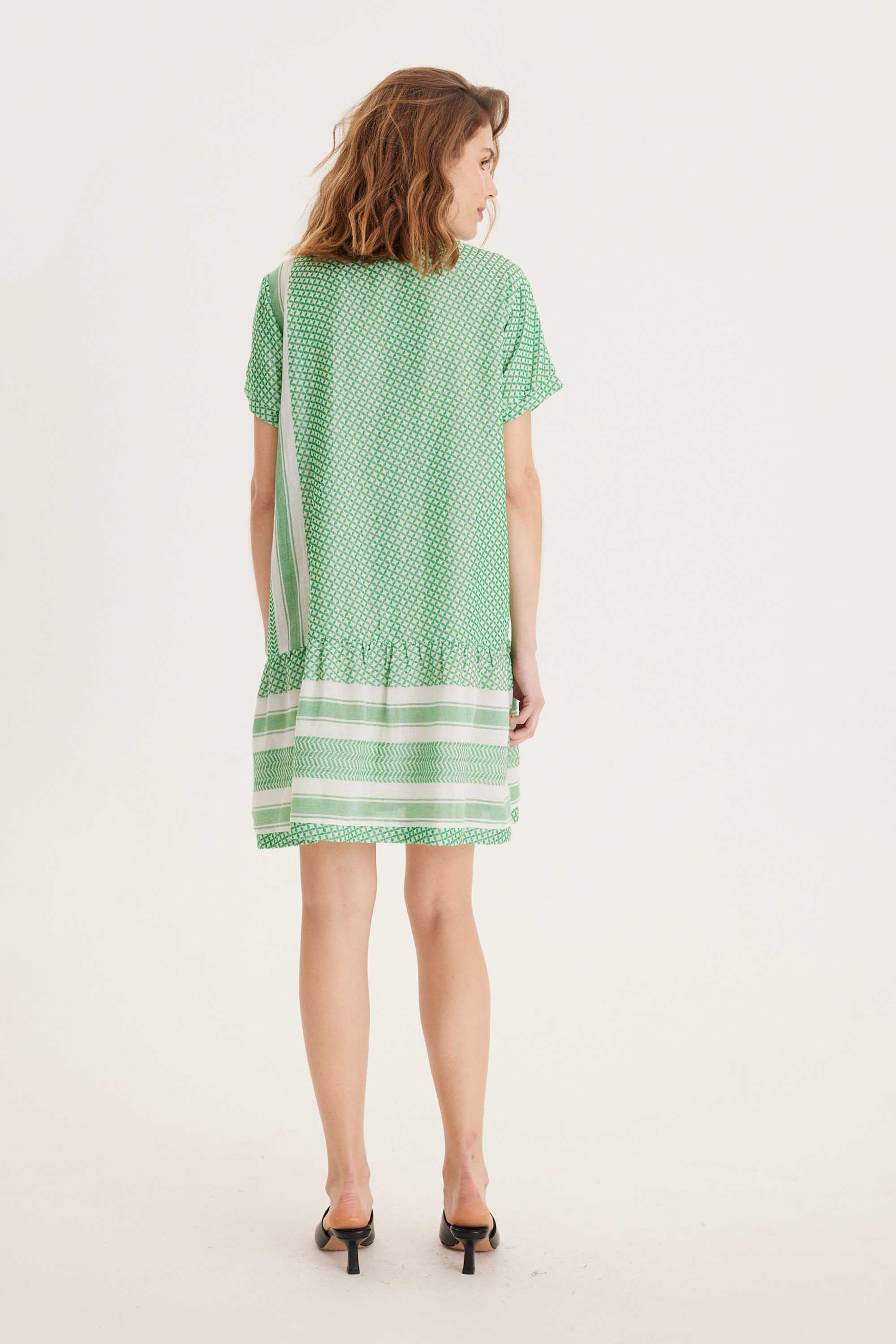 SUMMERY Copenhagen Dress 2 V Short Sleeves Dress 560 Fern Green