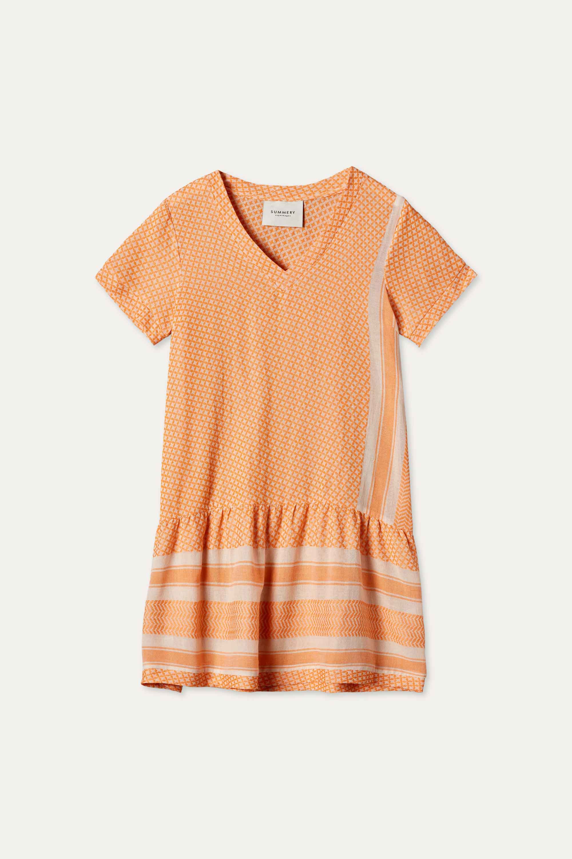 SUMMERY Copenhagen Dress 2 V Short Sleeves Dress 538 Blazing Orange