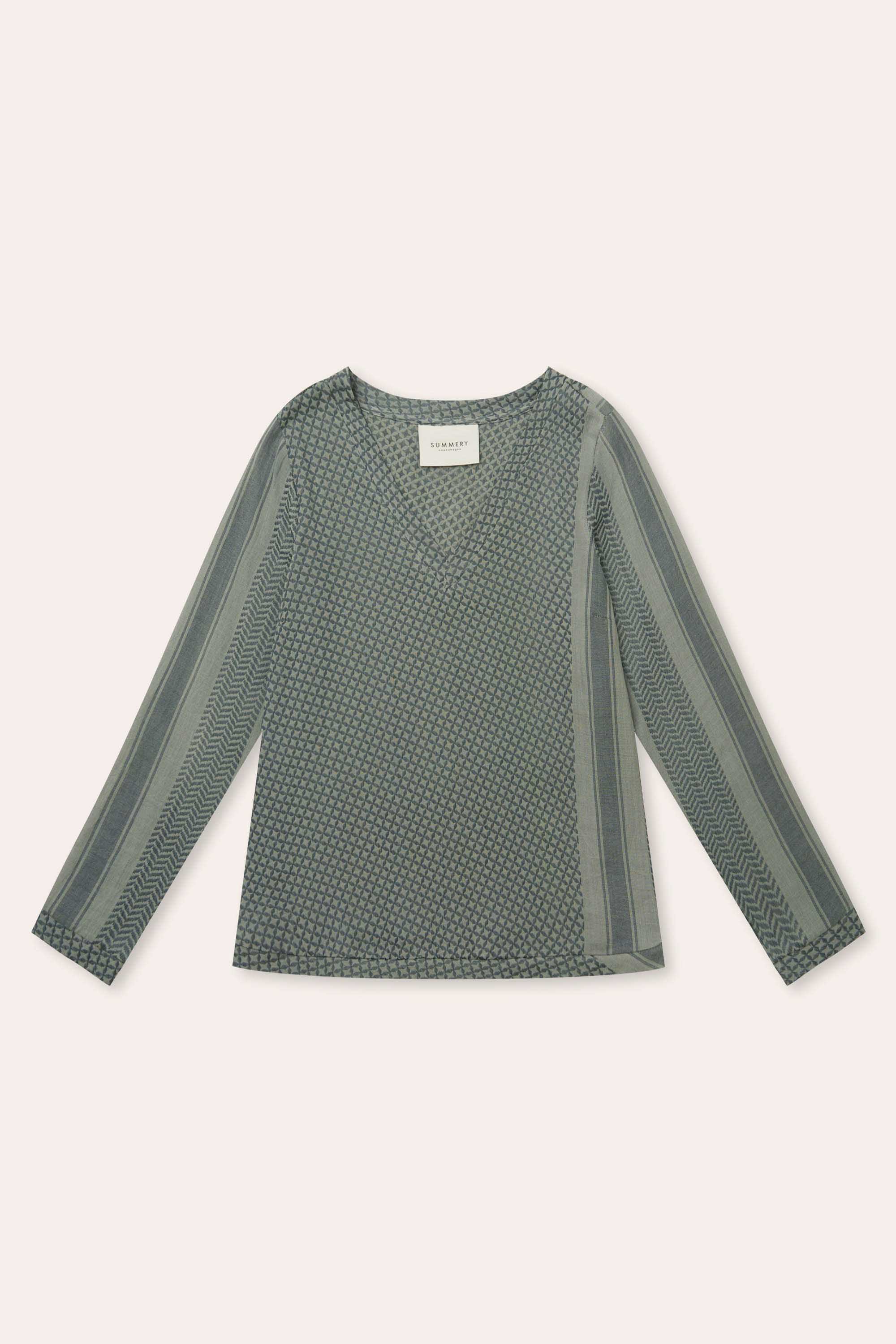 SUMMERY Copenhagen Shirt V Long Sleeves Blouse 564 Charcoal Grey