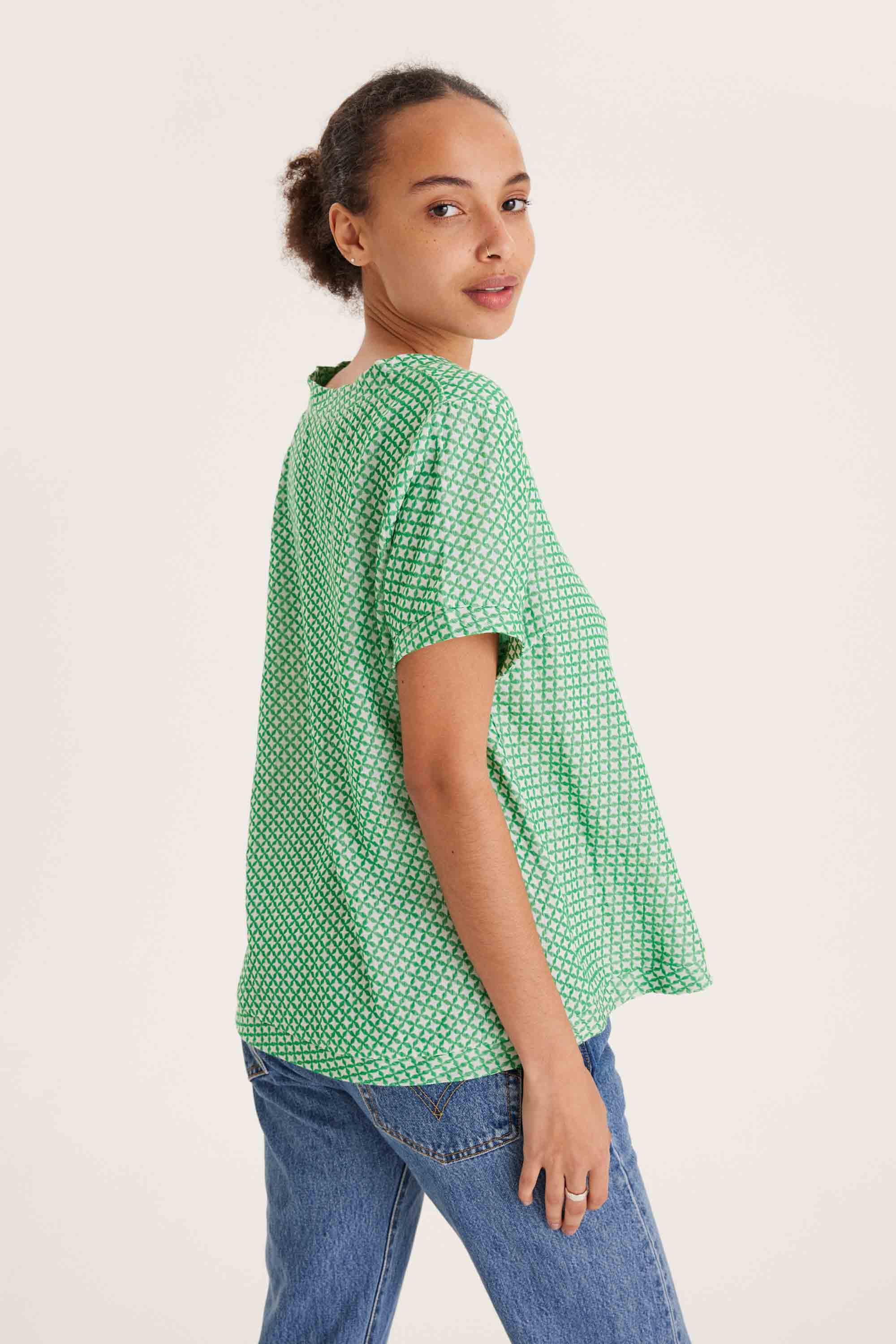 SUMMERY Copenhagen Shirt V Short Sleeves Top 560 Fern Green